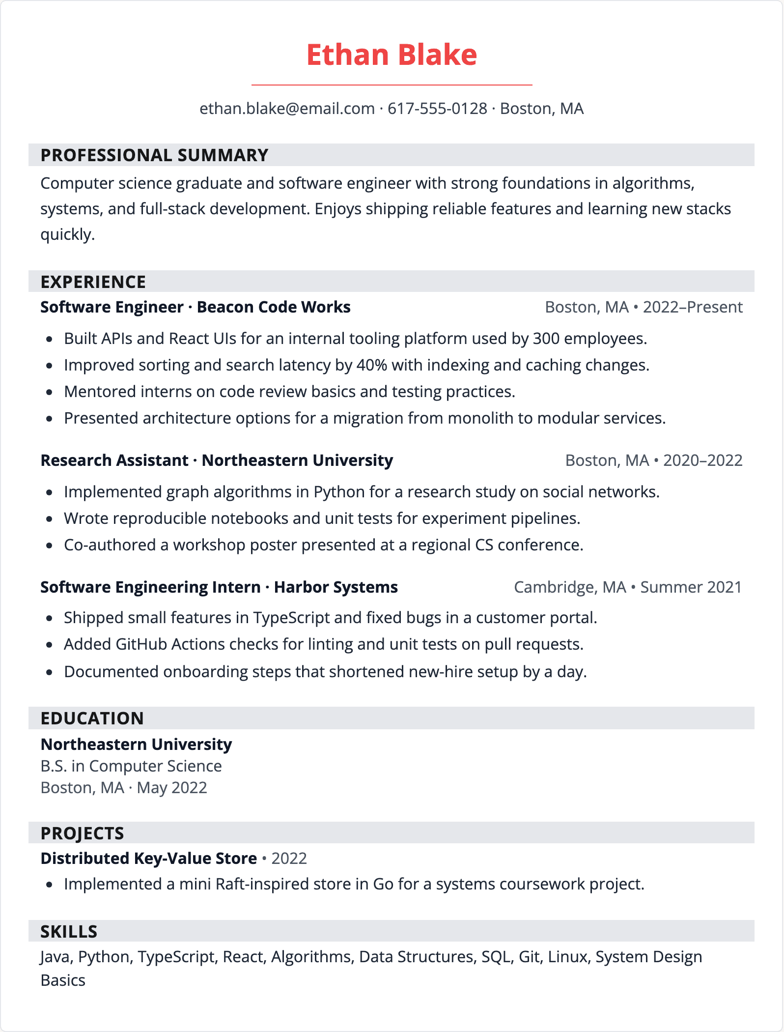 computer science resume