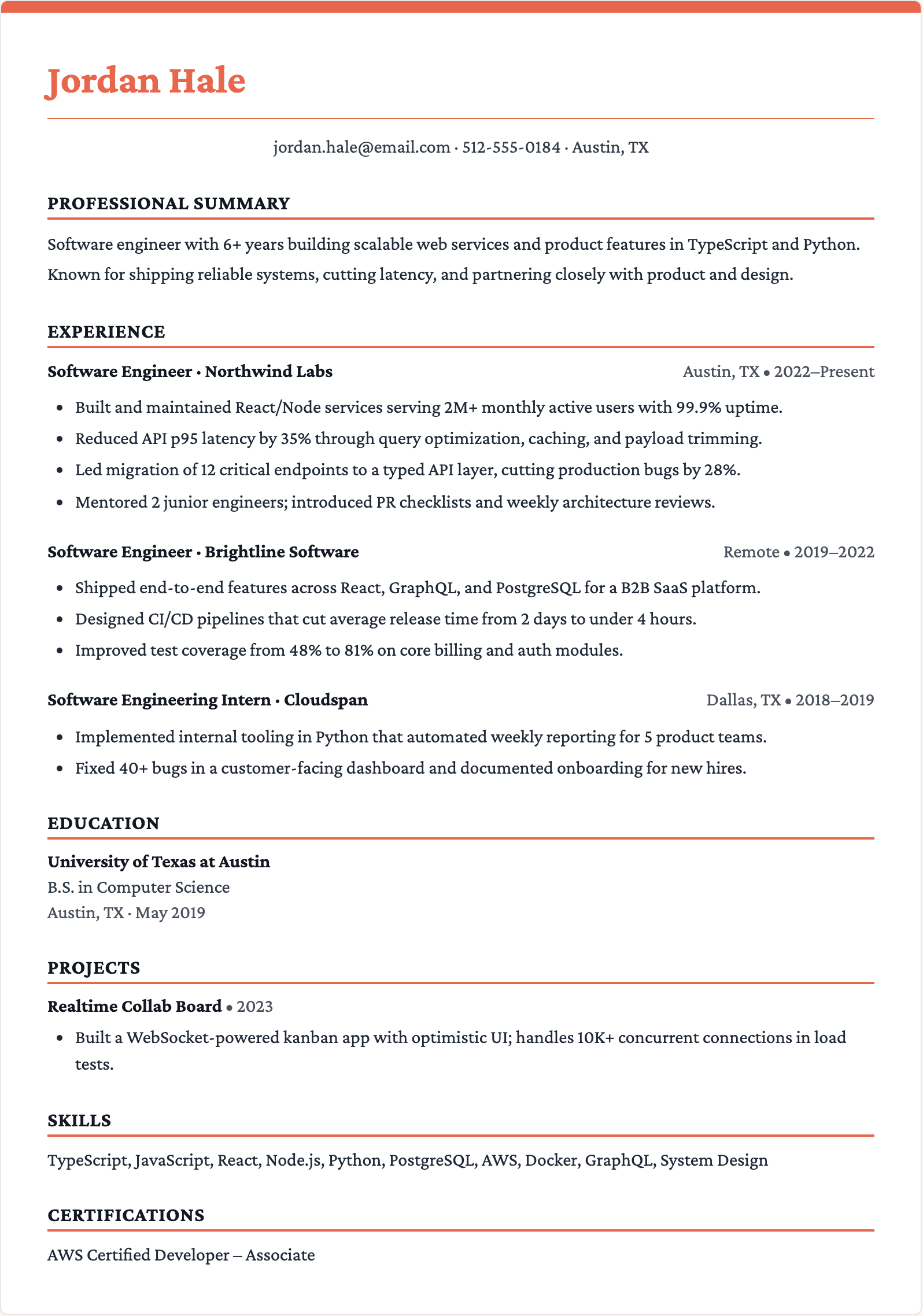 software engineer resume
