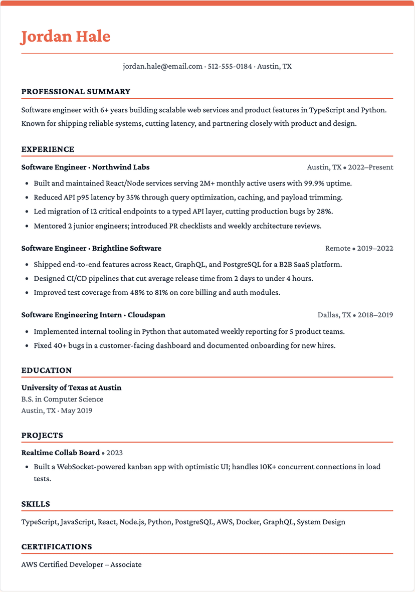 software engineer resume