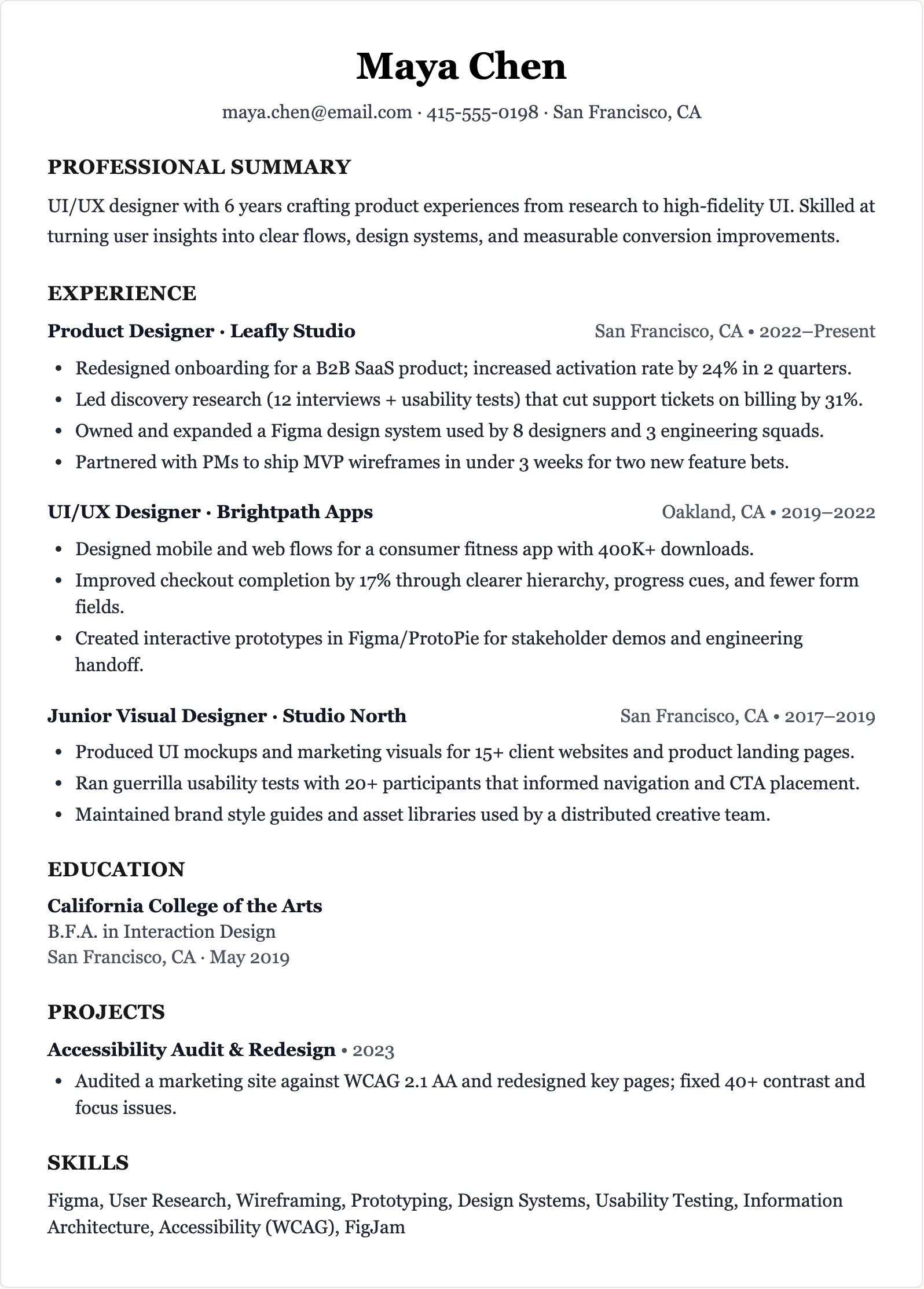 Ui Ux Designer Resume Template - ResumeBoostAI